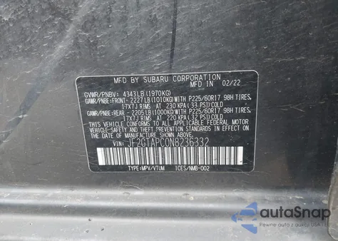 2022 Subaru Crosstrek Premium из США, поврежденный, VIN JF2GTAPC0N8236332